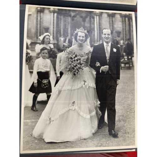 273 - Sir Winston Churchill: Blue leather bound album with pencil inscription on inside cover 'Royal Weddi... 