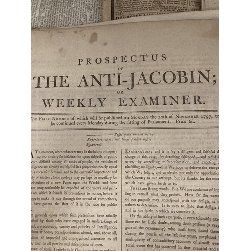 284 - 18th/19th cent. Newspapers: The Observer Sunday August 20th 1797 two double sides, The Times Saturda... 