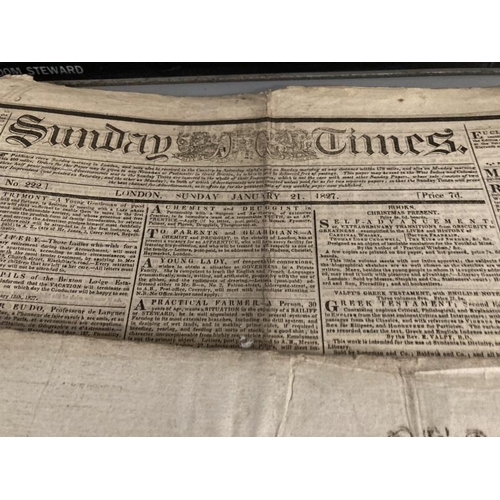 284 - 18th/19th cent. Newspapers: The Observer Sunday August 20th 1797 two double sides, The Times Saturda... 