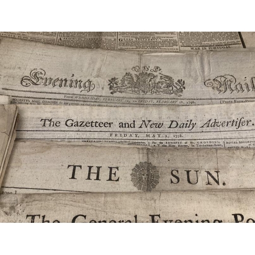 284 - 18th/19th cent. Newspapers: The Observer Sunday August 20th 1797 two double sides, The Times Saturda... 