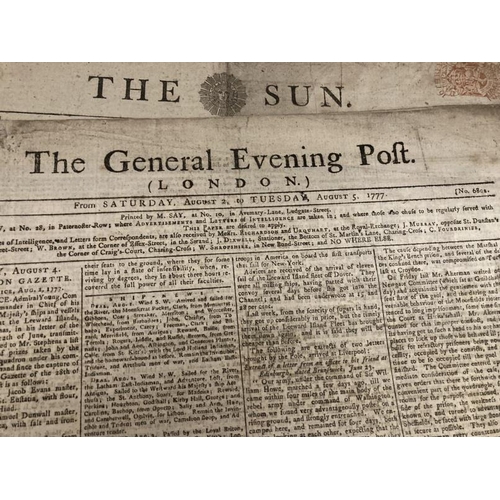 284 - 18th/19th cent. Newspapers: The Observer Sunday August 20th 1797 two double sides, The Times Saturda... 