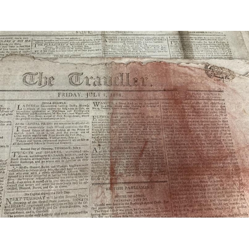 284 - 18th/19th cent. Newspapers: The Observer Sunday August 20th 1797 two double sides, The Times Saturda... 