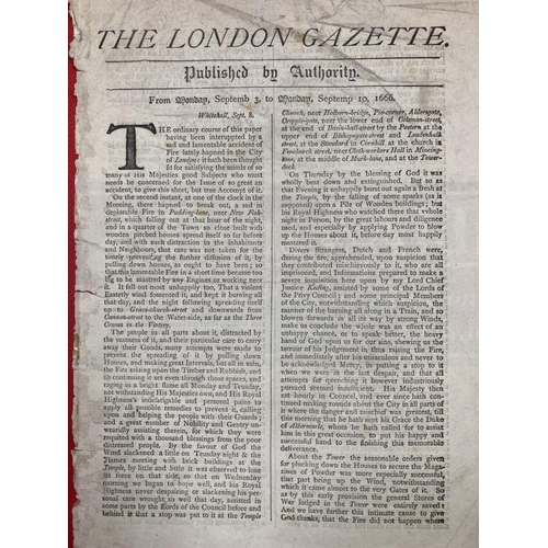 285 - Ephemera: Printed copy date uncertain Great Fire of London two double sided pages with one torn edge... 