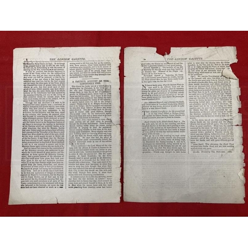 285 - Ephemera: Printed copy date uncertain Great Fire of London two double sided pages with one torn edge... 