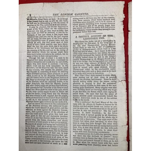 285 - Ephemera: Printed copy date uncertain Great Fire of London two double sided pages with one torn edge... 