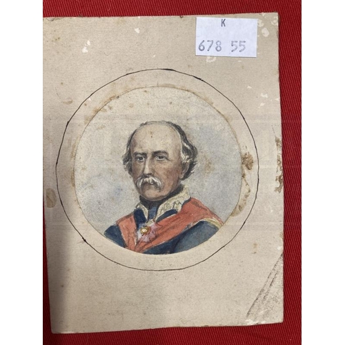 288 - 19th cent. Military watercolour, portrait of General Sir William Fenwick Williams, 1st Baronet Bt GC... 