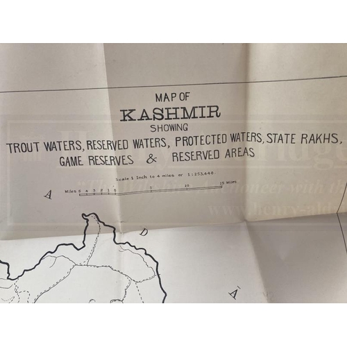 291 - Maps/Angling Interest: Map of Kashmir showing trout waters, reserved waters, protected waters, State... 