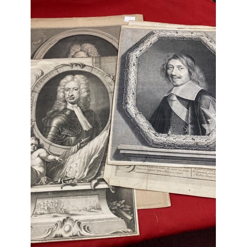 295 - Antique Engravings: To include Portrait of Pierre Vincent Bertin on a canvas held up by two putti ma... 