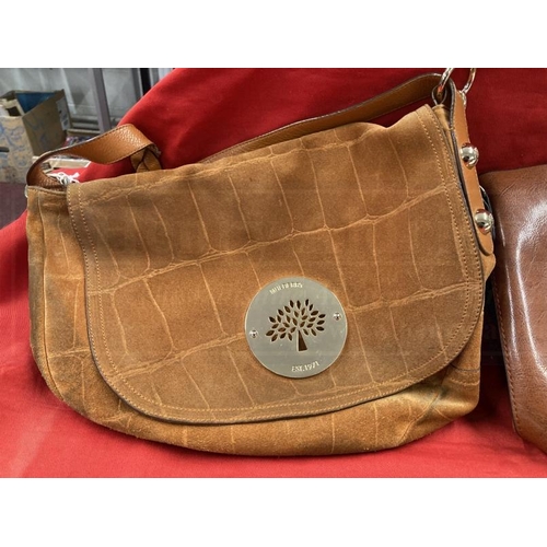 320 - Fashion: Mulberry tan suede handbag, removable/adjustable plaided leather shoulder strap, the interi... 