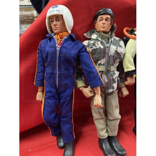 325 - Toys/Action Man: Unboxed original figures Police Rider, British Soldier, Helicopter Pilot, Diver, et... 