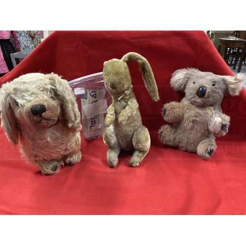 332 - Toys: Pre-war straw filled dog, long eared bunny (possibly Wilfred) from Pip, Squeak, and Wilfred, l... 