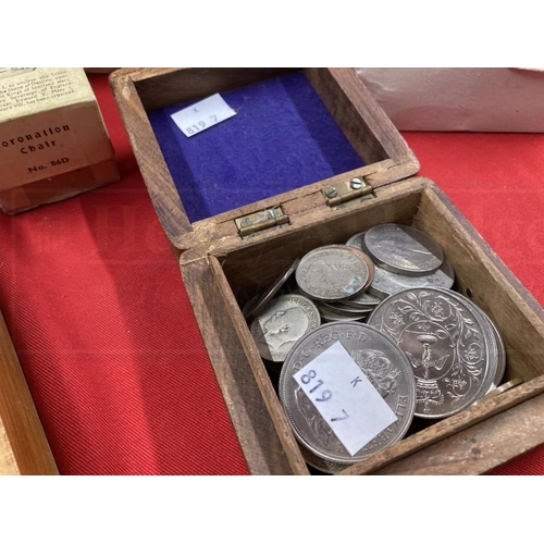 337 - Coins & Toys: Various coins to include half crowns 1920s and 1937, a boxed Britain's Her Majesty's S... 