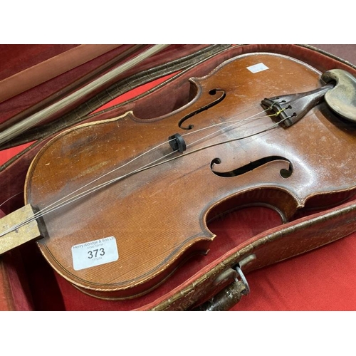 373 - Musical Instruments: Violin Beare & Sons Francois Barzoni label dated 1891 requiring restoration, in... 