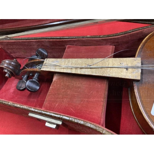 373 - Musical Instruments: Violin Beare & Sons Francois Barzoni label dated 1891 requiring restoration, in... 