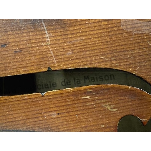 373 - Musical Instruments: Violin Beare & Sons Francois Barzoni label dated 1891 requiring restoration, in... 