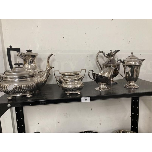 38 - 20th cent. Silver plated items to include four piece tea set, flatware, various jugs, bon bon dish, ... 