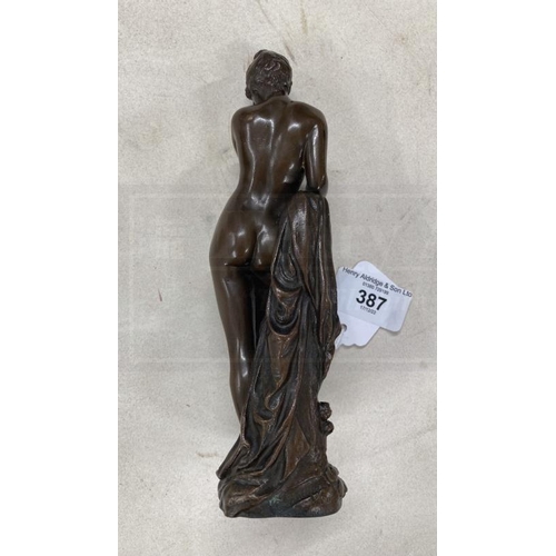 387 - Felix Gorling (1860-1932): Art Nouveau bronze figure 'Psyche' by Felix Gorling, nude female looking ... 