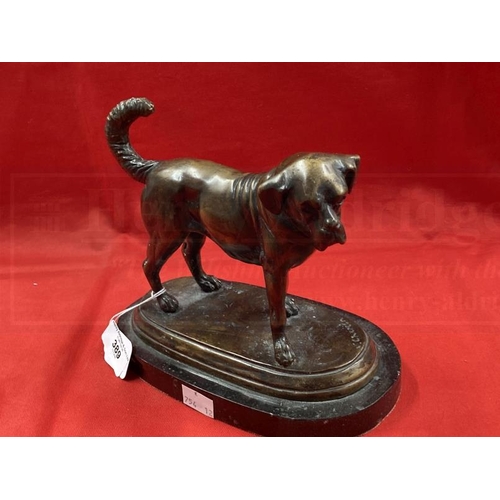 389 - After Joseph Victor Chemin (1825-1901) bronze figure of a dog on an oval black marble base. Bronze 6... 