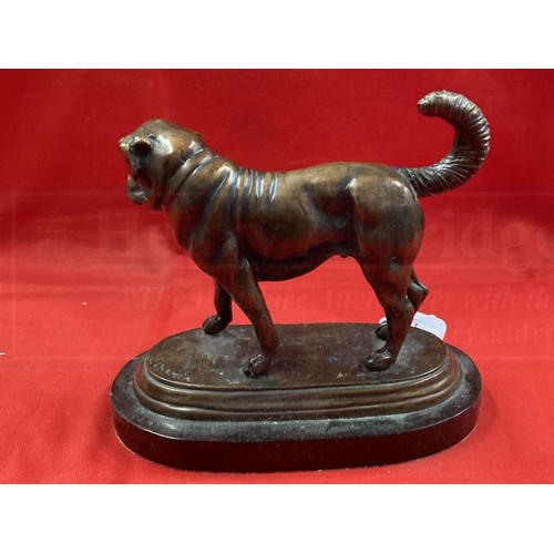 389 - After Joseph Victor Chemin (1825-1901) bronze figure of a dog on an oval black marble base. Bronze 6... 