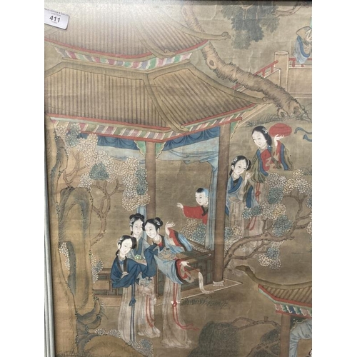 411 - Chinese School: Anonymous Republic period Chinese painting, ink and colour on silk laid on board, fi... 