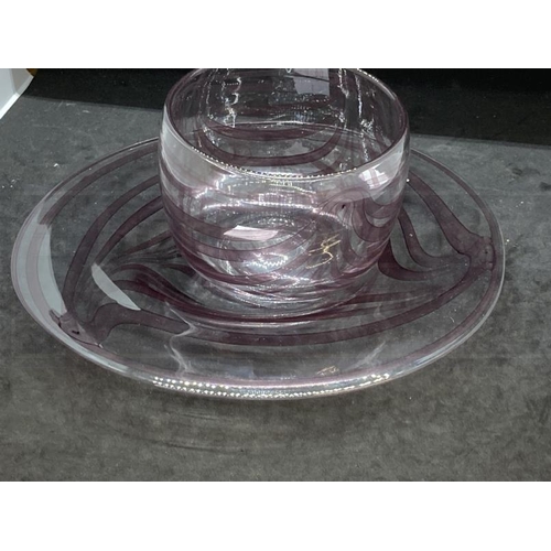 446 - Glass: Deborah Fludgate art glass large bowl with swirled decoration, signed No. 885 10½ins, dish 10... 