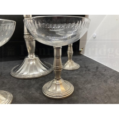 448 - Late 19th/early 20th cent. WMF White metal  and glass fruit set, serving tazza with four individual ... 