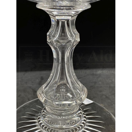 454 - Large Bohemian cut glass chalice with ruby red glass overlay.