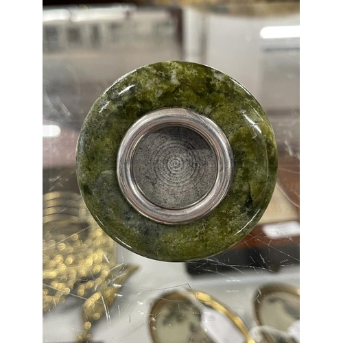 461A - Hallmarked Silver: Art Deco green moss agate frame with silver ring by Charles Turman Burrows Birmin... 