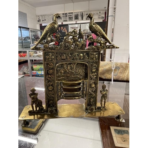 467 - 19th cent. Brass miniature fireplace, probably a travelling salesman's or an apprentice piece, the p... 