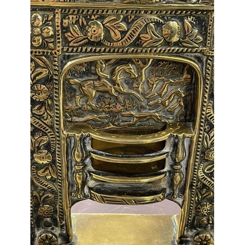 467 - 19th cent. Brass miniature fireplace, probably a travelling salesman's or an apprentice piece, the p... 