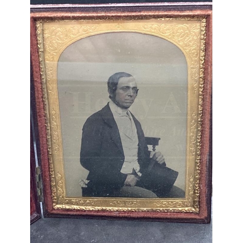 468 - 19th cent. Daguerrotype of a seated gentleman holding a bowler hat by Claudet's King William Street ... 