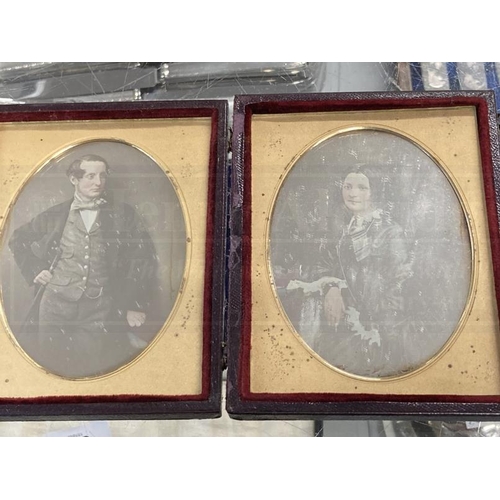 471 - Photography: Daguerrotype 19th cent. Gentleman stood with a cane, oval mount bears label to reverse ... 