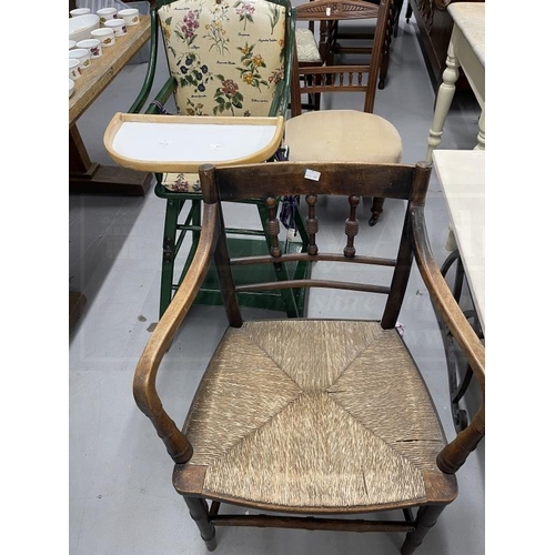 48 - 19th cent. and later dining chairs plus a 20th cent. Metamorphic child's highchair. (6)