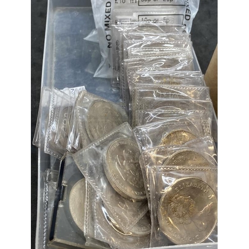 481 - Numismatics: Sixty-three crowns plus two tubes of uncirculated crowns.