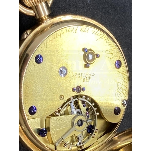 488 - Hallmarked Gold Watches: 18k gold open faced pocket watch by Birch & Gaydon Fenchurch Street, London... 