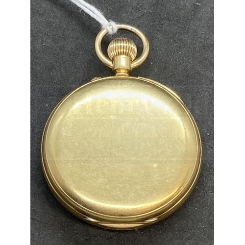 488 - Hallmarked Gold Watches: 18k gold open faced pocket watch by Birch & Gaydon Fenchurch Street, London... 