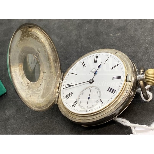 494A - Hallmarked Silver Watches: Dent London silver half hunter pocket watch, the signed white dial with s... 