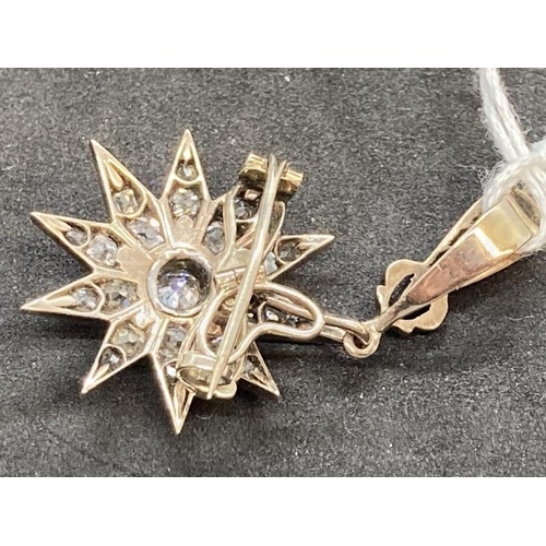 512 - 19th cent. Diamond Jewellery: Metamorphic brooch/pendant in the form of a ten pointed star, forty ol... 