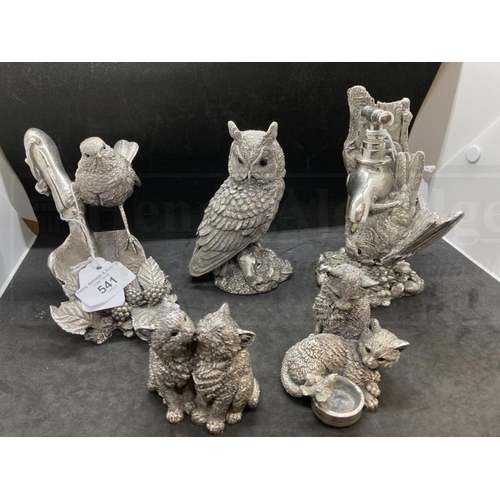 541 - Collectables: Hallmarked silver 'Country Artists for the Discerning' an owl, robin, bird drinking fr... 