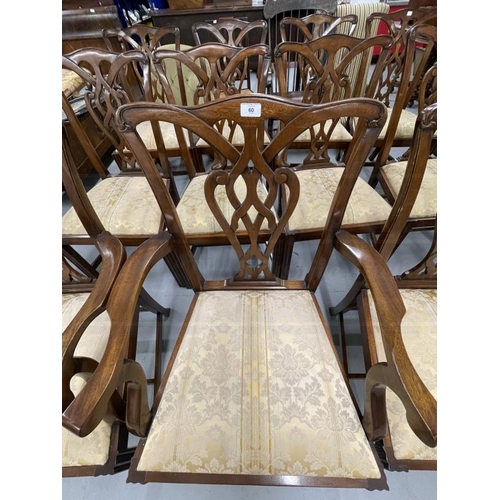 60 - 20th cent. Mahogany Chippendale style set dining or boardroom chairs, set of ten. Plus two carvers m... 