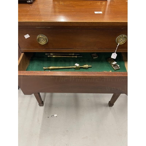 64 - Early 19th cent. Mahogany bow fronted sideboard with fruitwood inlay, two drawers flanked by two sid... 