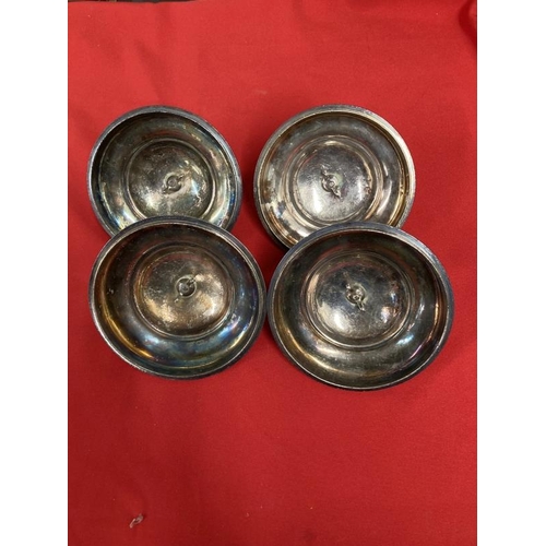 228 - Militaria: Third Reich 1930s silver plated circular lids with engraved LAH to each. The LAH refers t... 