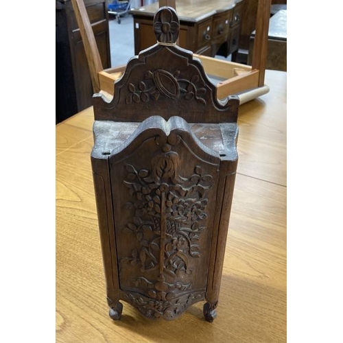 10 - 19th cent. Continental candle box carved in a Black Forest style.