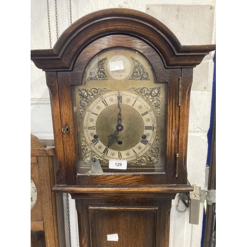 129 - Clocks: 20th cent. Oak short cased clock (grandmother), brass dial, eight day movement marked Haller... 