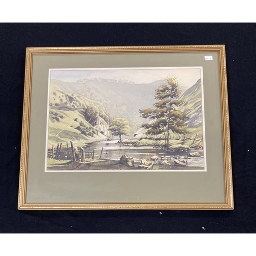 162 - Landscape Paintings & Prints: Wilfrid Ball 1970s watercolour of a Derbyshire Dales scene, framed and... 