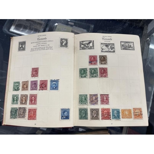 212 - Stamps: Box containing thirteen albums of mainly used World stamps, mostly pre-WWII, including two e... 