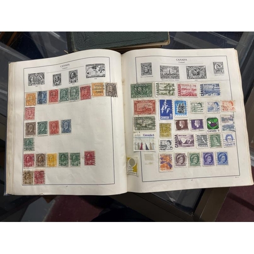 212 - Stamps: Box containing thirteen albums of mainly used World stamps, mostly pre-WWII, including two e... 