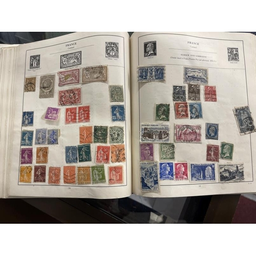 212 - Stamps: Box containing thirteen albums of mainly used World stamps, mostly pre-WWII, including two e... 