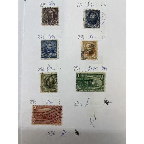 214 - Stamps: USA booklet containing fifty-seven stamps, mainly 19th century used including SG65 1861 12c ... 