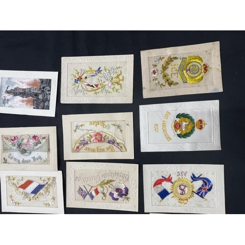 229 - Militaria: WWI silk postcards including East Surrey Regt ASC, East Lancashire Regt, Royal Engineers,... 